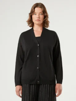 Canotta e cardigan in lino e cotone - NERO
