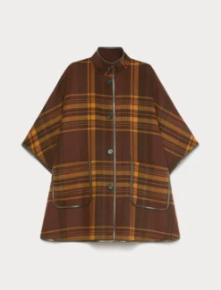 Cappa in double di lana e nylon - MARRONE