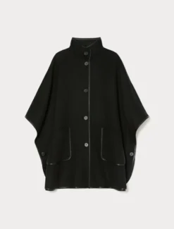 Cappa in double di lana e nylon - NERO