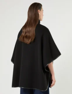 Cappa in double di lana e nylon - NERO