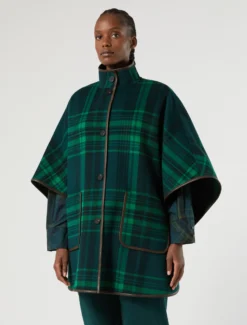 Cappa in double di lana e nylon - VERDE BOSCO