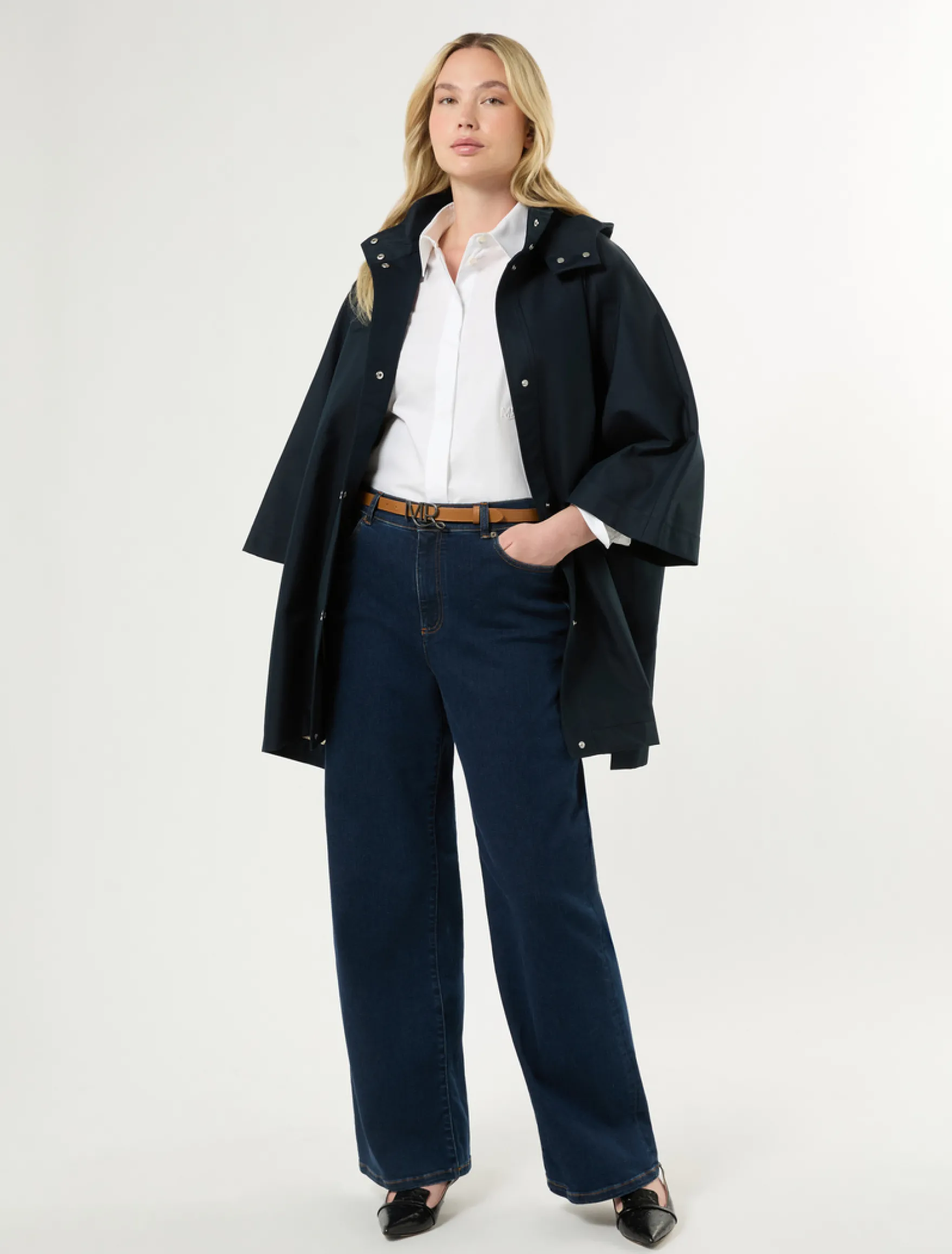 Cappa in twill antigoccia - BLU MARINO