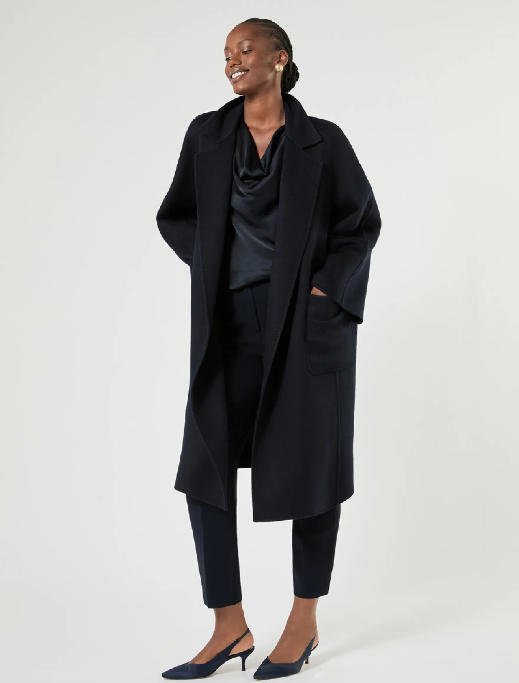 Cappotto in double di cachemire - BLU MARINO