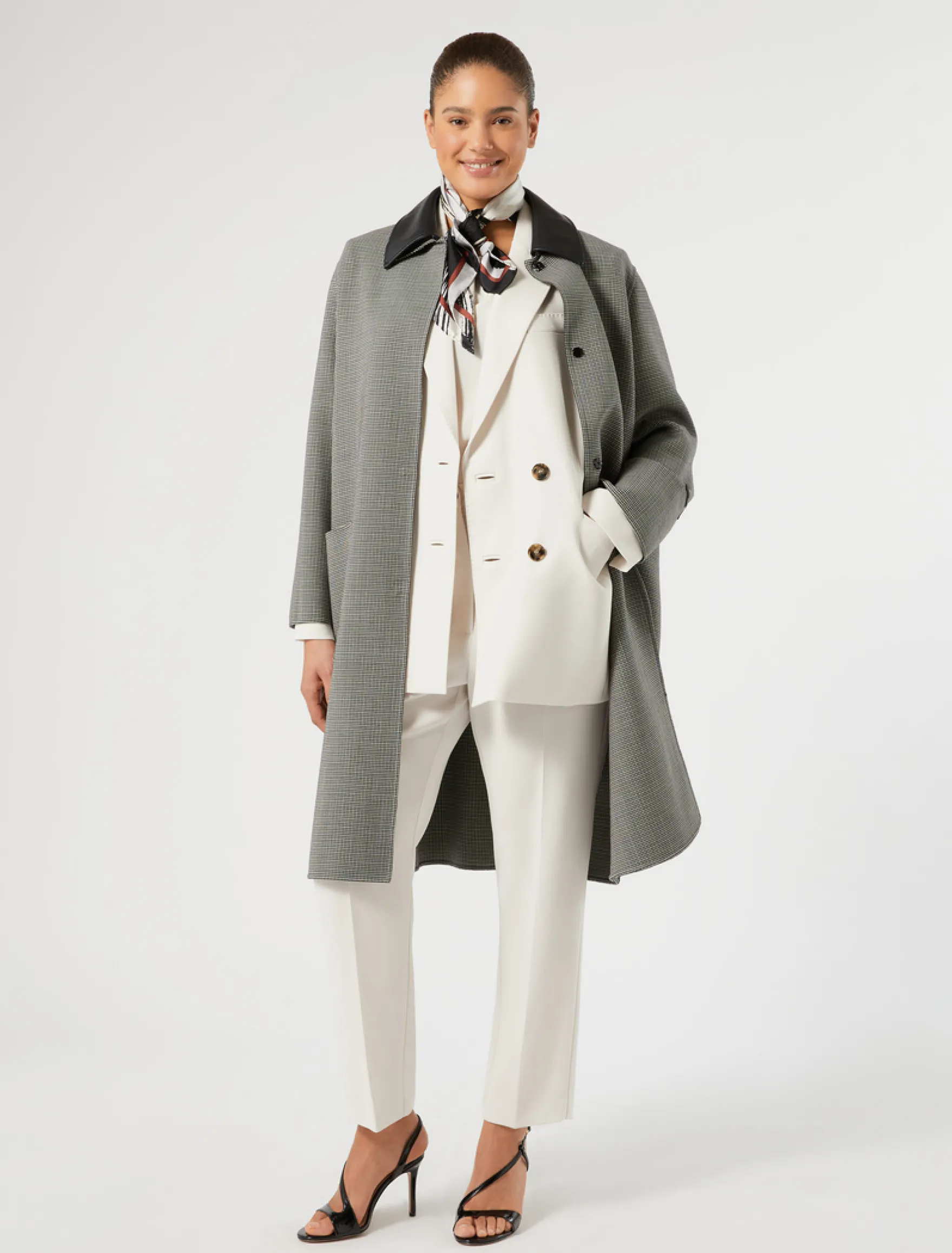 Cappotto in double di lana - BIANCO NERO