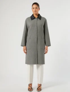 Cappotto in double di lana - BIANCO NERO