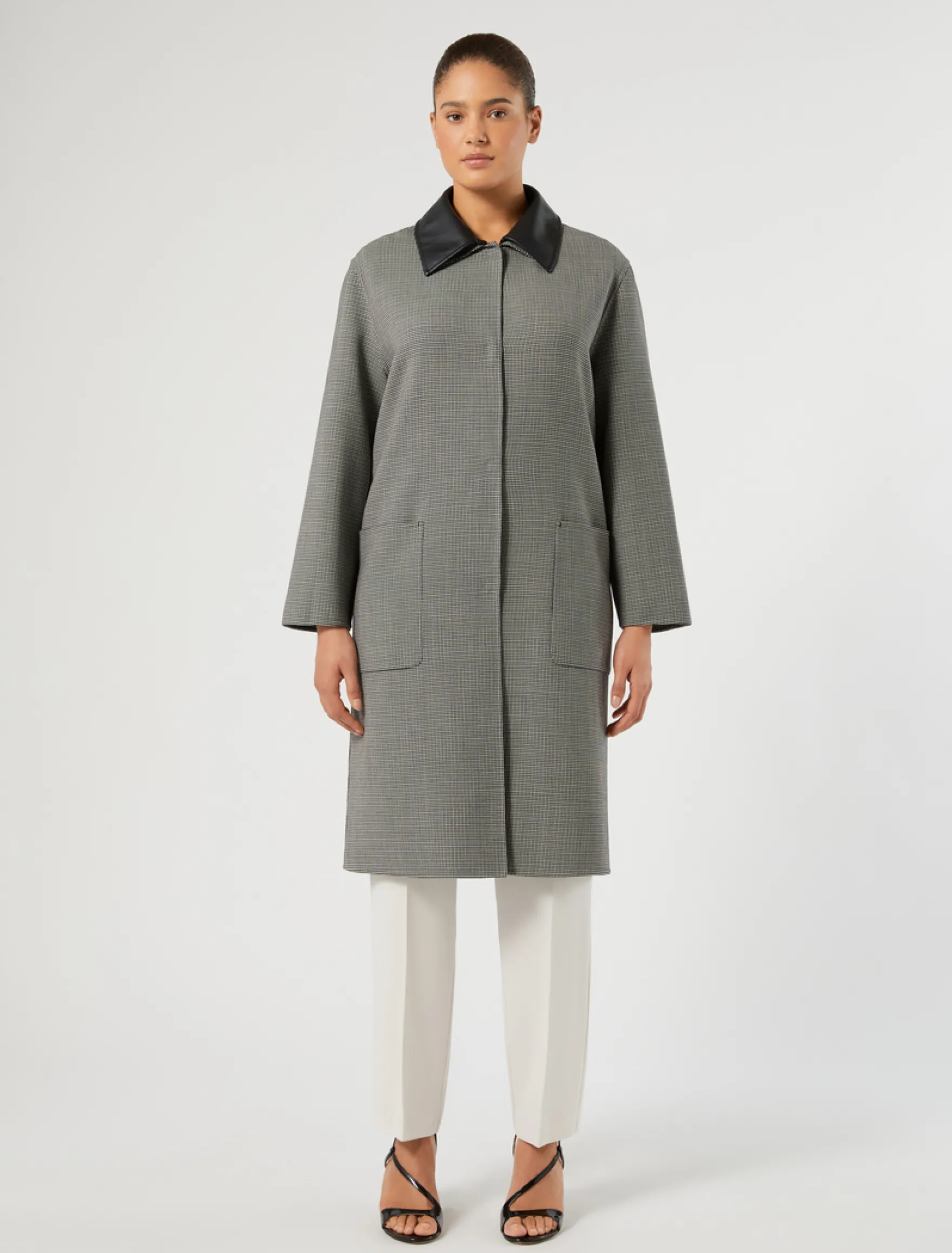 Cappotto in double di lana - BIANCO NERO