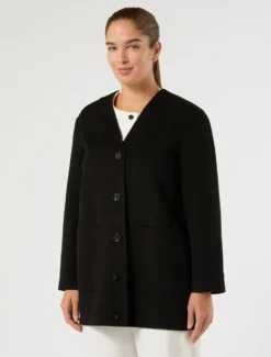 Cappotto in double di lana e cachemire - NERO