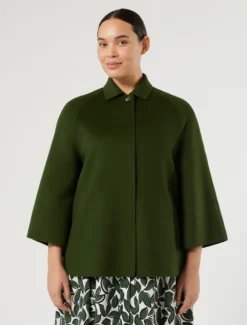 Cappotto in double di lana e cachemire - VERDE SCURO