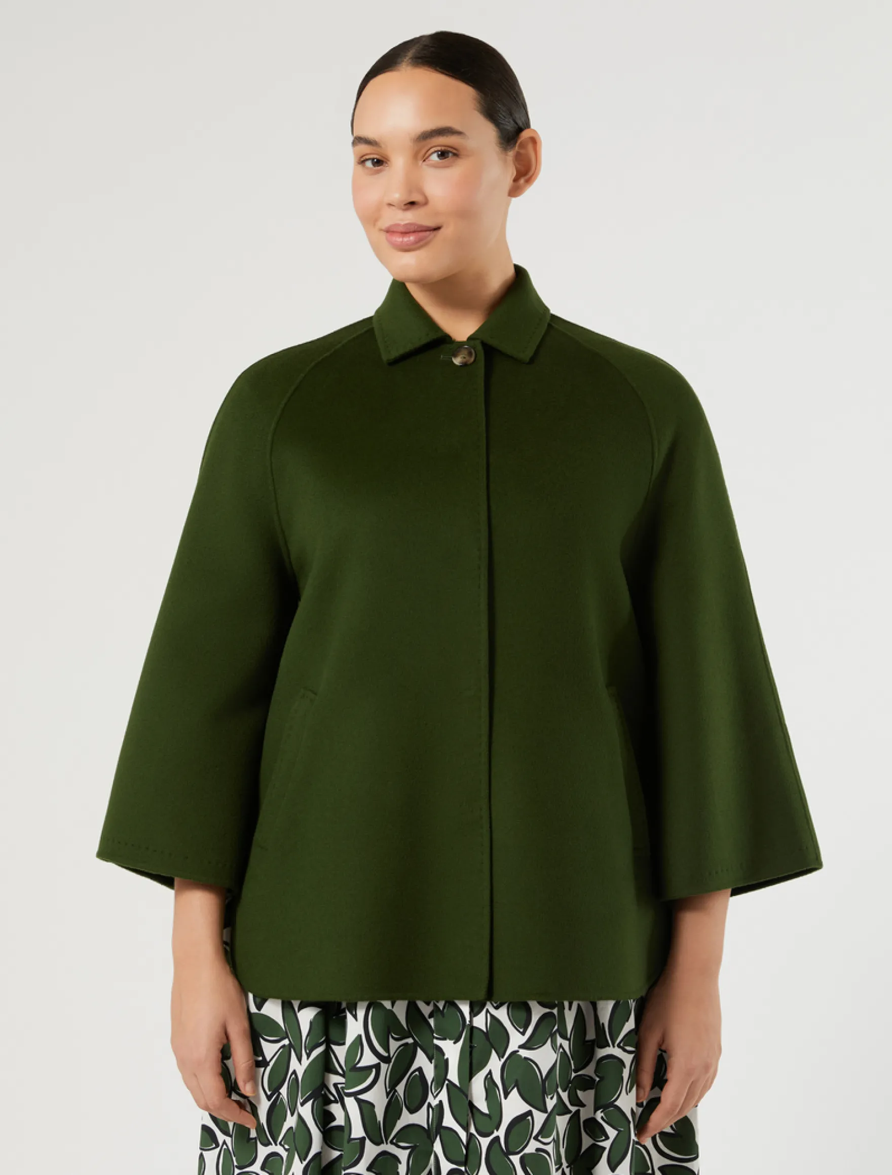 Cappotto in double di lana e cachemire - VERDE SCURO