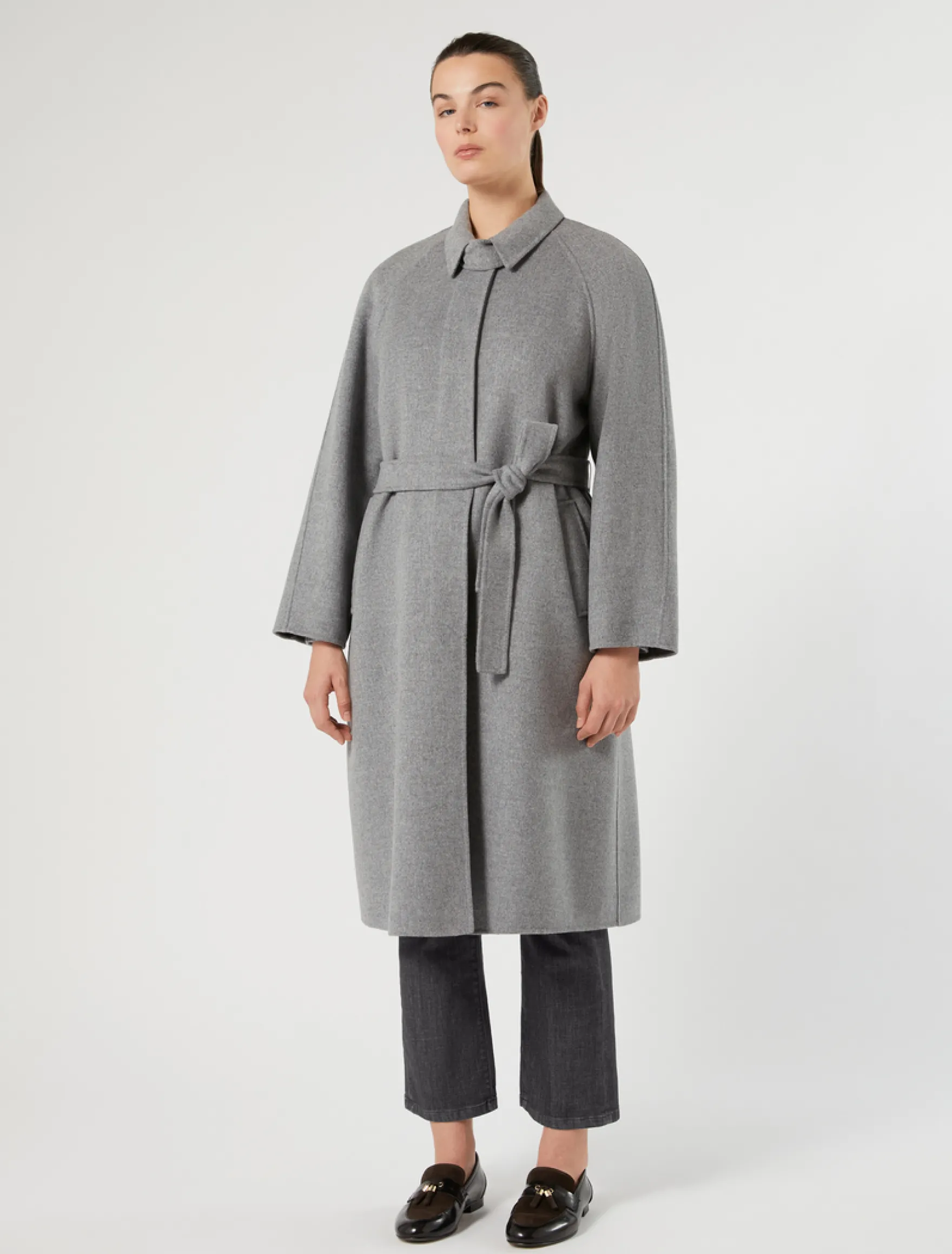 Cappotto in double di lana e nylon - GRIGIO MEDIO