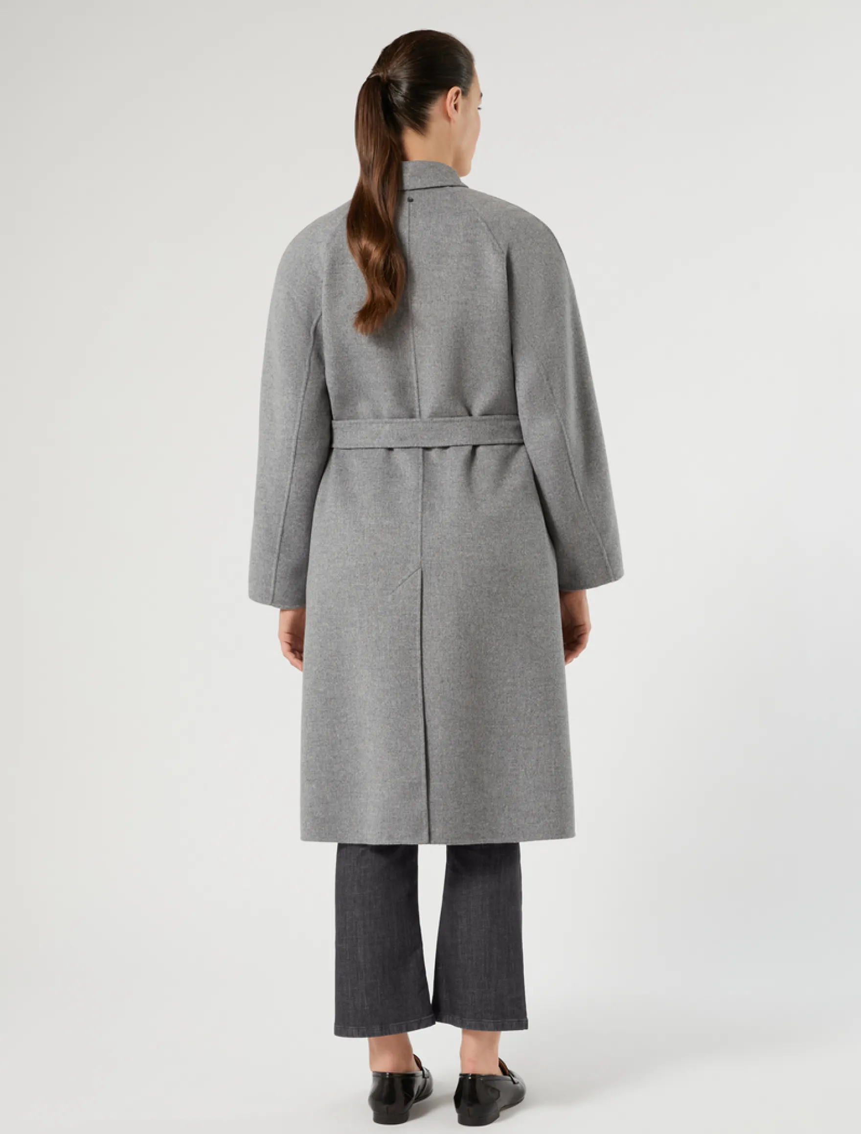 Cappotto in double di lana e nylon - GRIGIO MEDIO
