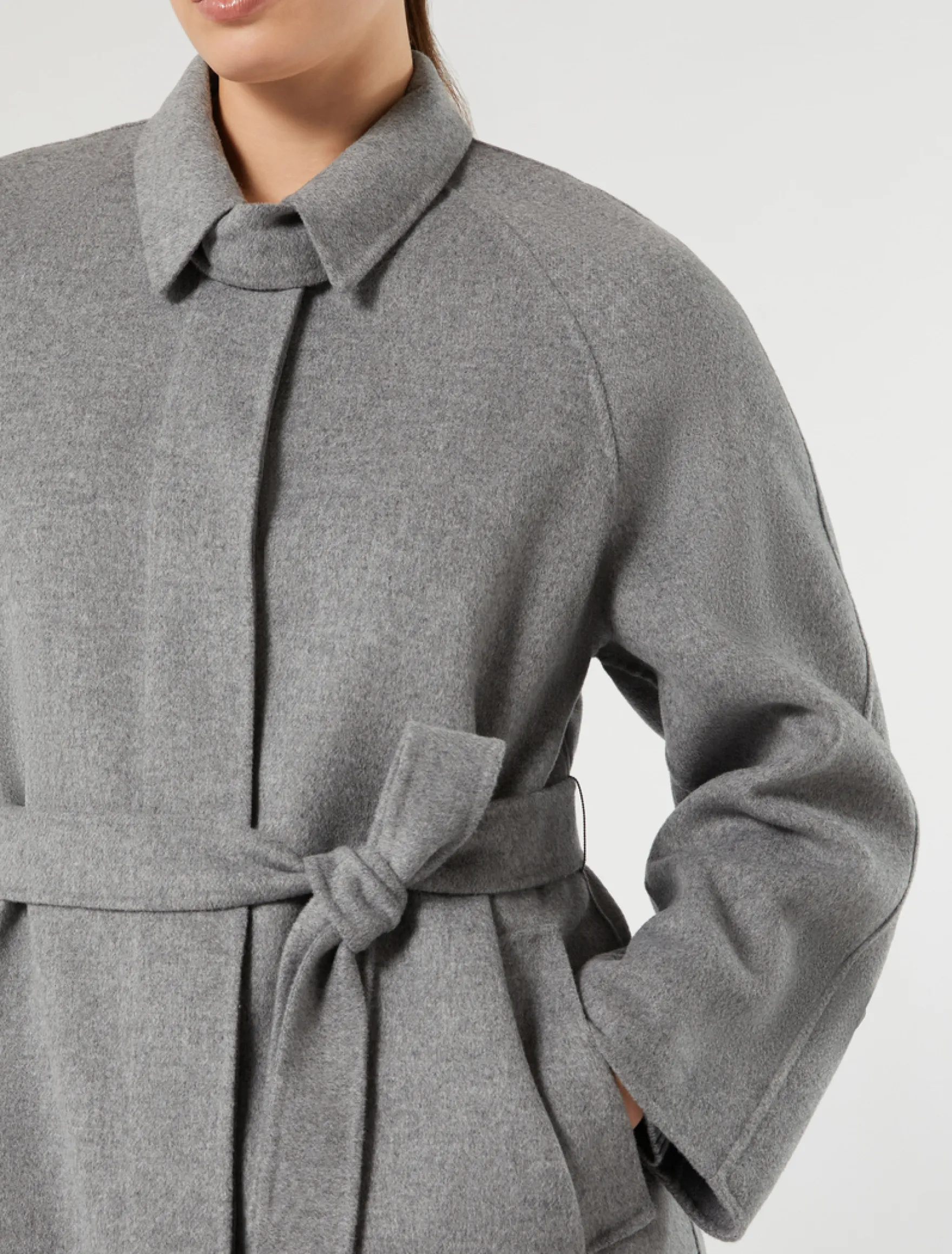 Cappotto in double di lana e nylon - GRIGIO MEDIO