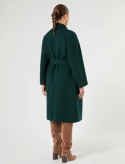 Cappotto in double di lana e nylon - VERDE SCURO