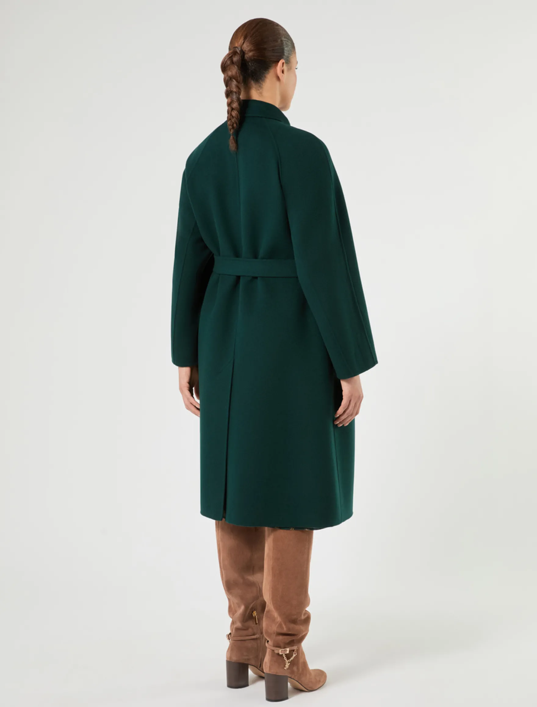 Cappotto in double di lana e nylon - VERDE SCURO