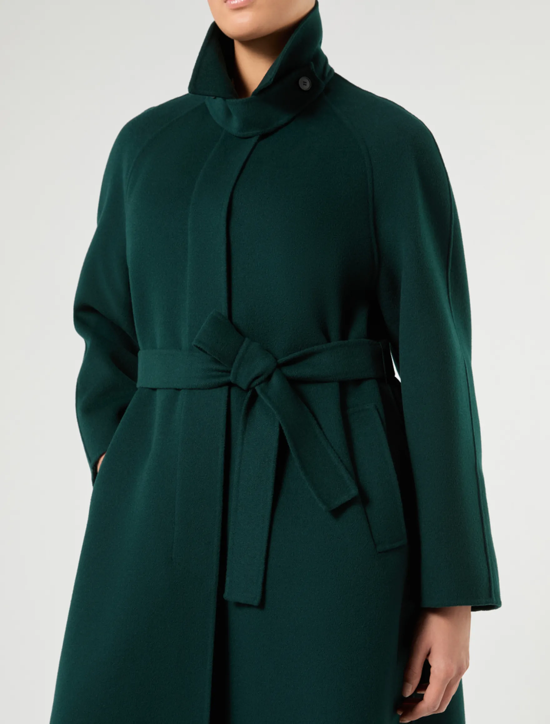 Cappotto in double di lana e nylon - VERDE SCURO