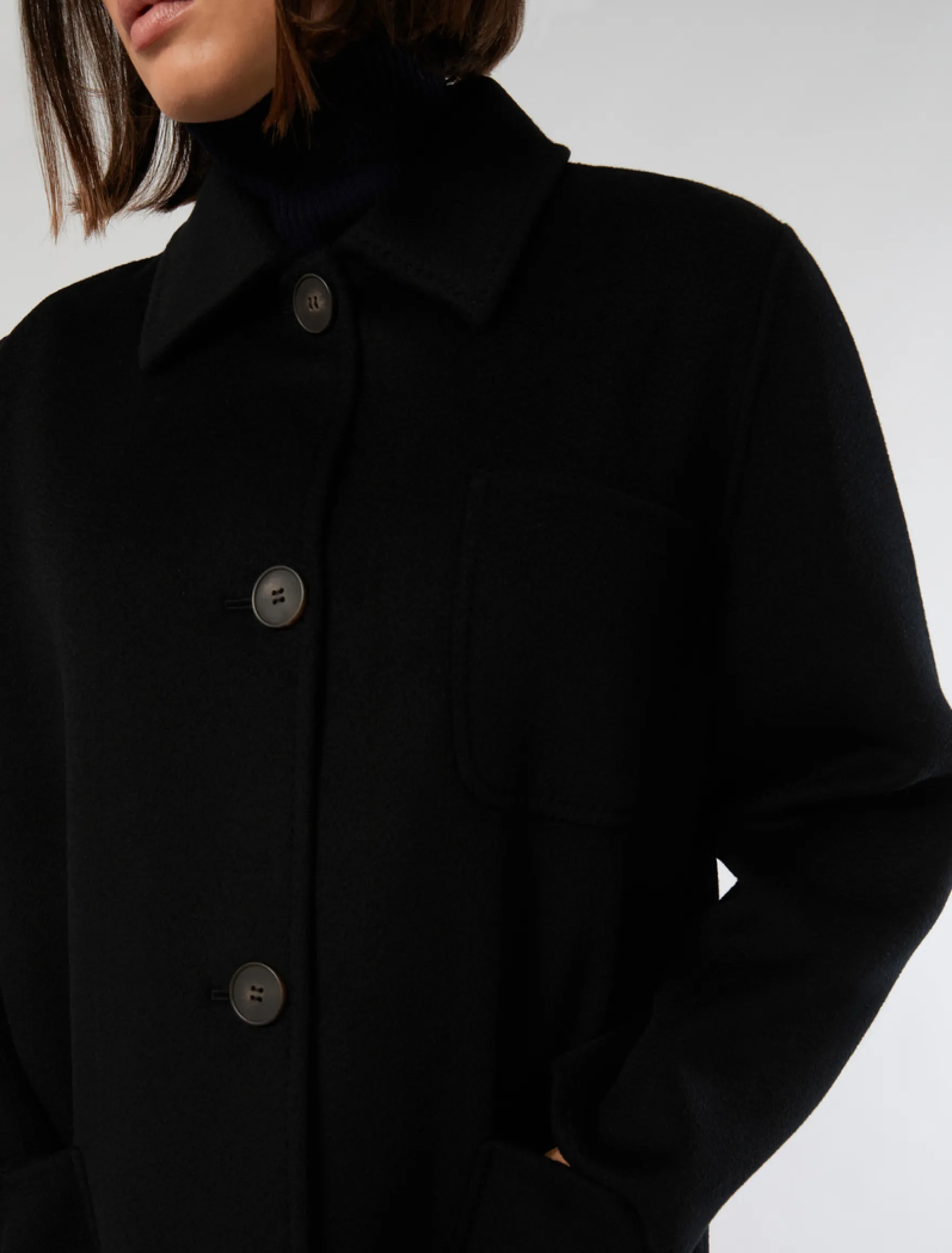 Cappotto in double di lana - NERO