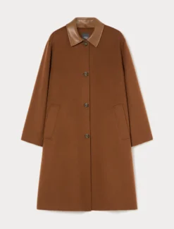 Cappotto in double di misto lana - CUOIO