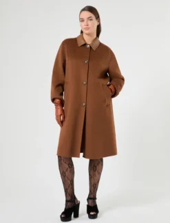Cappotto in double di misto lana - CUOIO