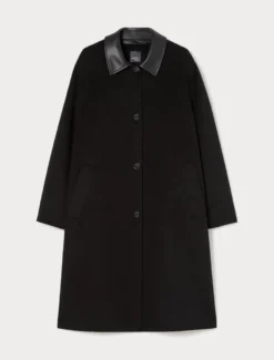 Cappotto in double di misto lana - NERO