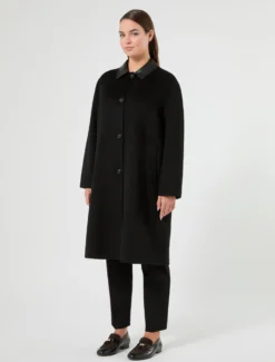 Cappotto in double di misto lana - NERO