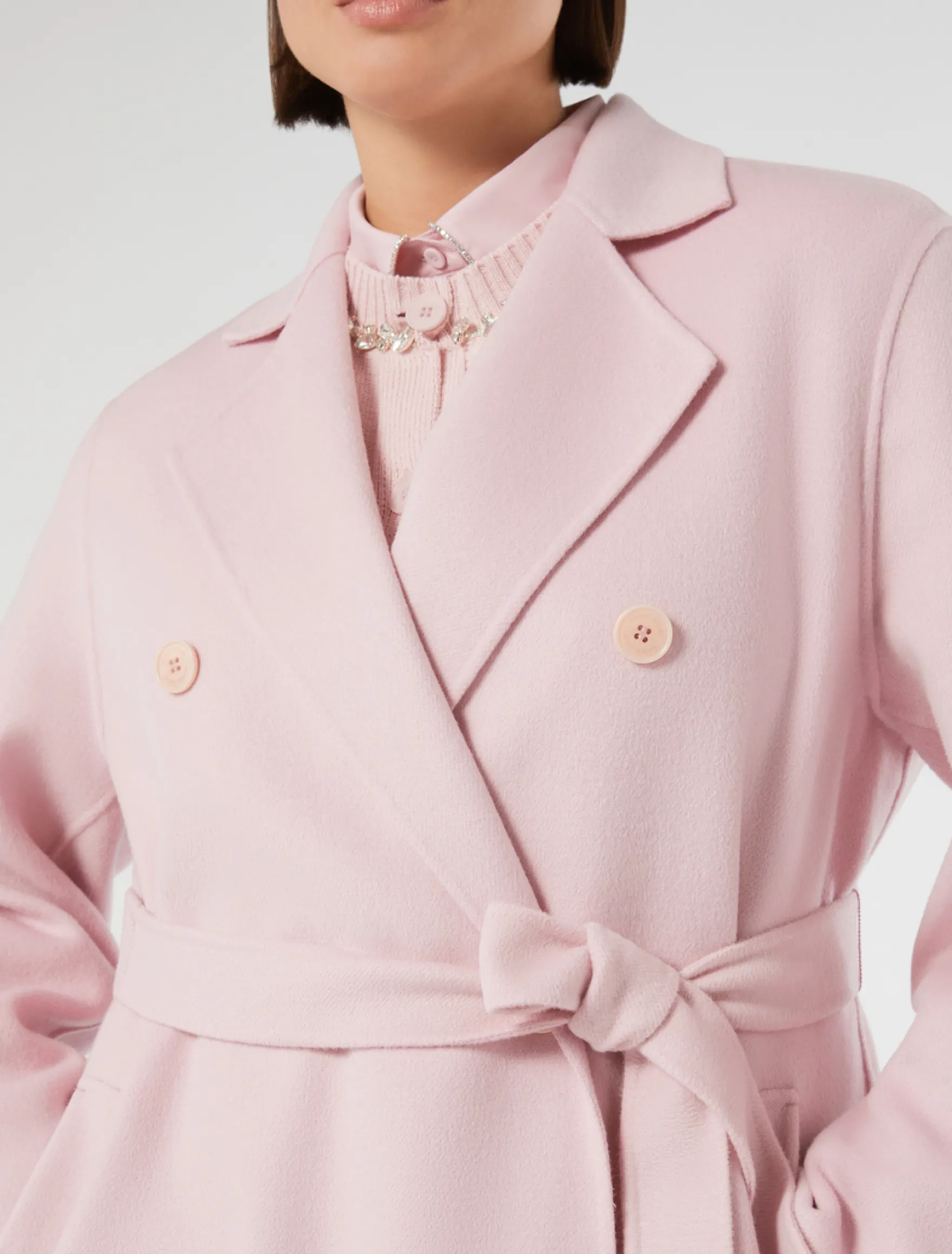Cappotto in double di misto lana - ROSA