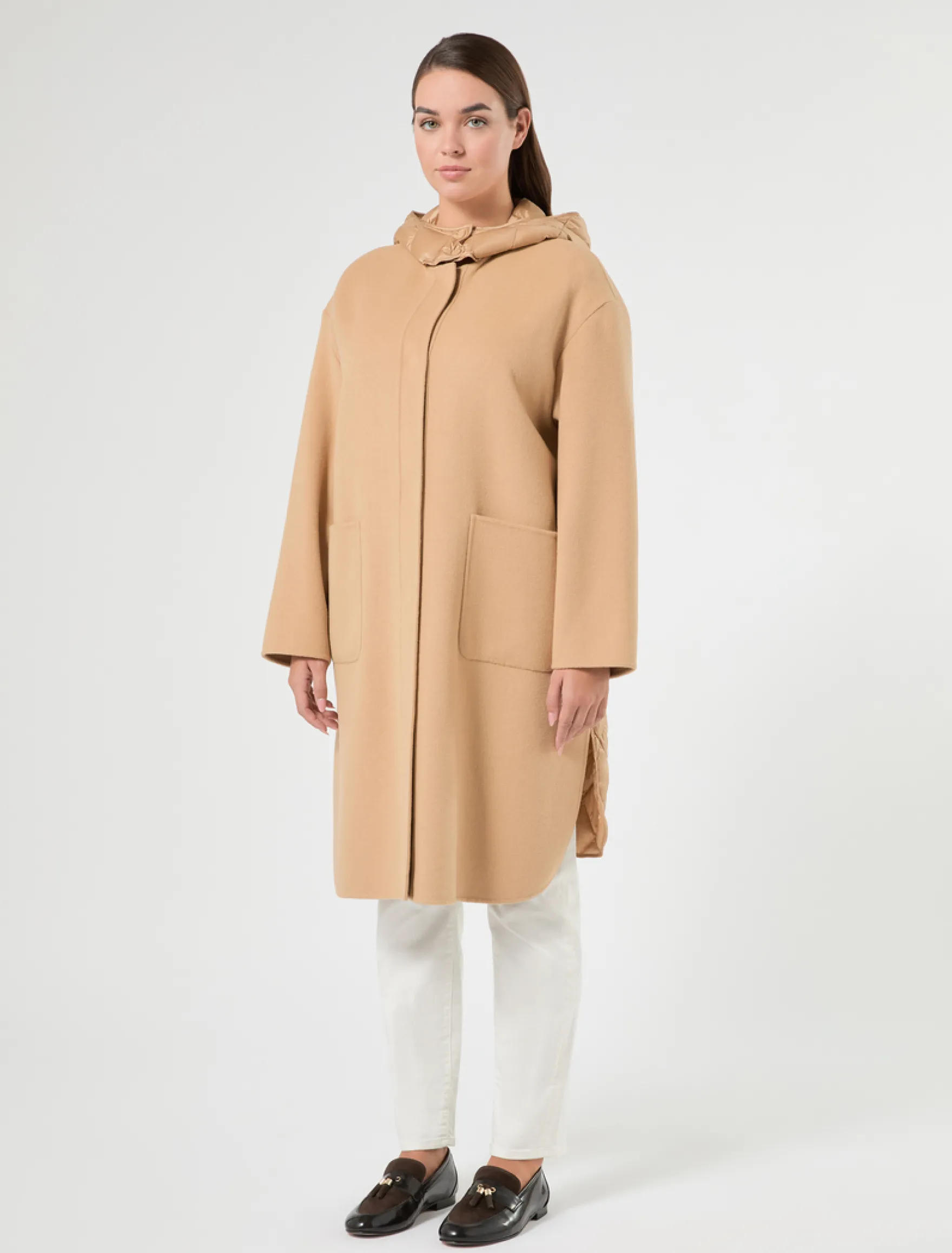 Cappotto in double di misto lana e nylon - CAMMELLO
