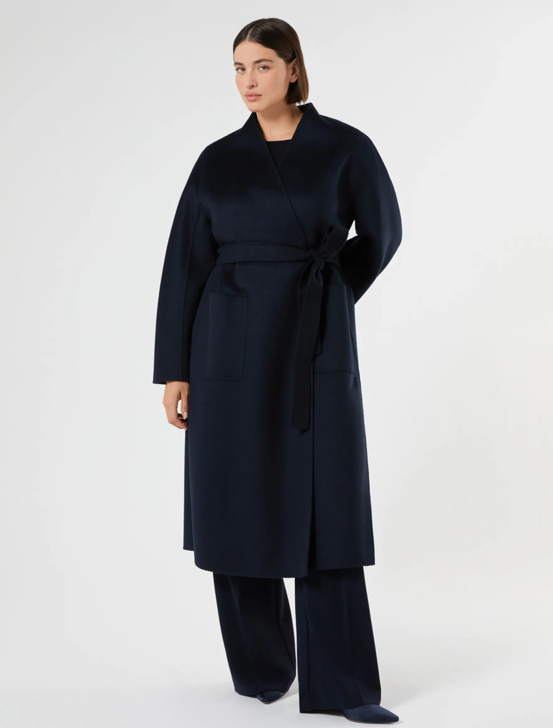 Cappotto in double di pura lana - BLU NOTTE