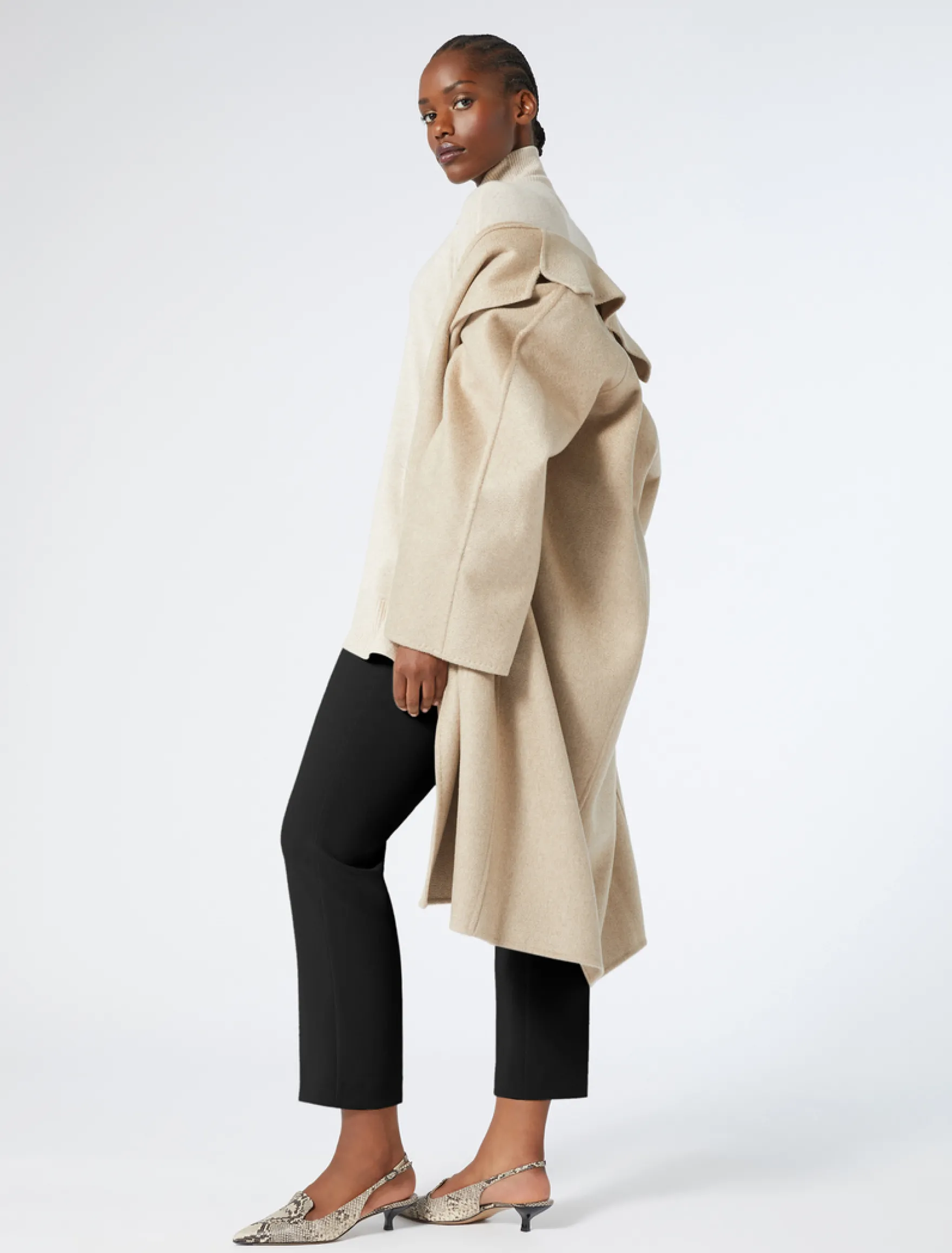 Cappotto in double di puro cachemire - NOCCIOLA