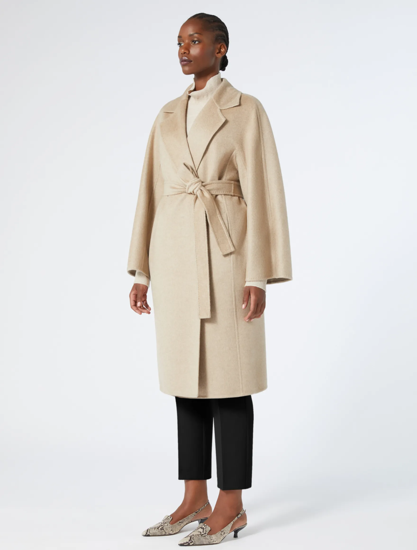 Cappotto in double di puro cachemire - NOCCIOLA