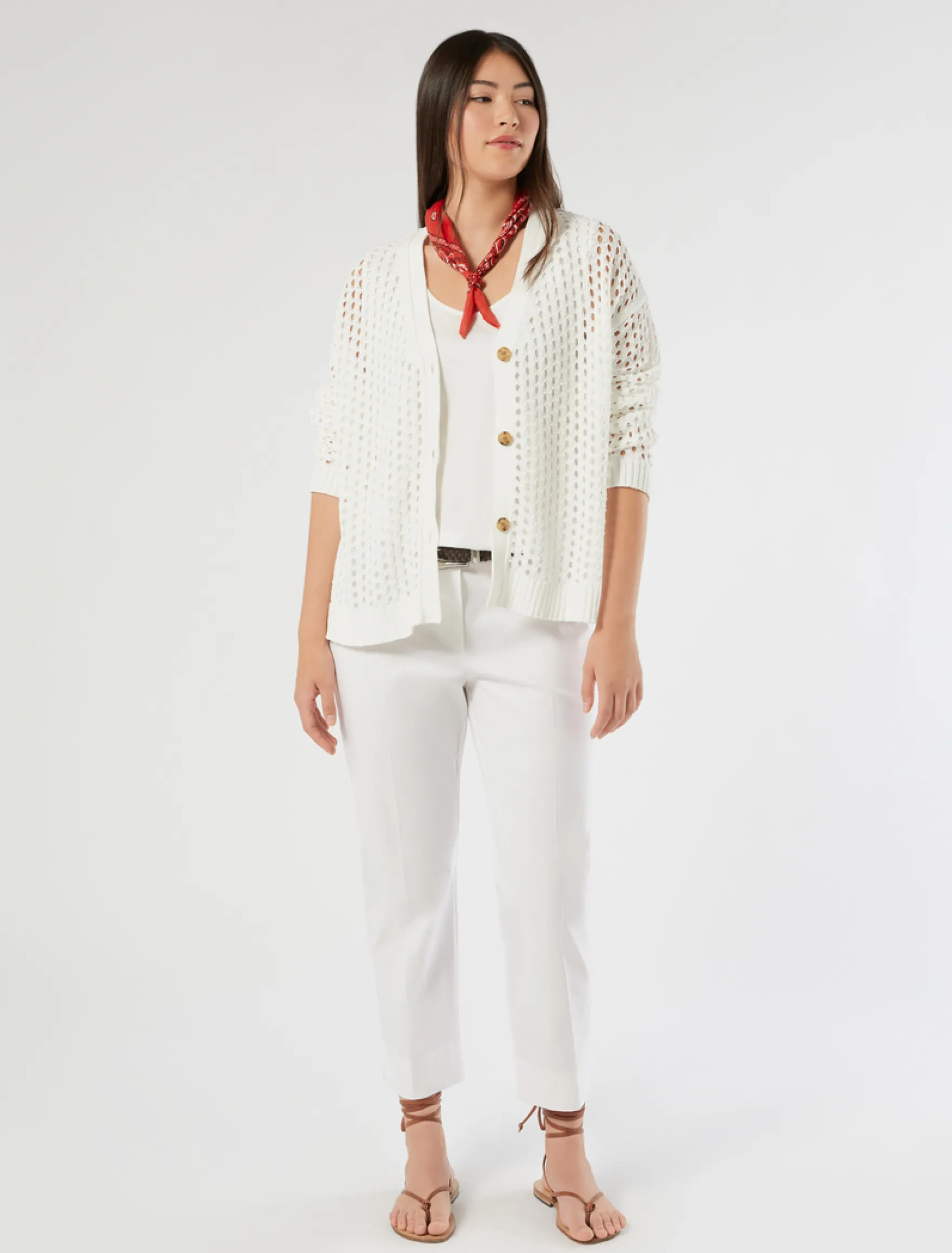 Cardigan corto in cotone - BIANCO