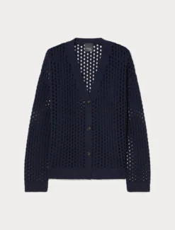 Cardigan corto in cotone - BLU MARINO