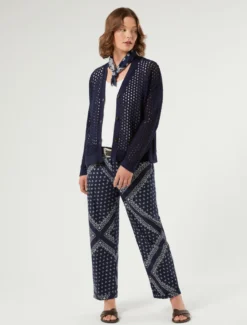Cardigan corto in cotone - BLU MARINO