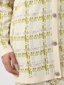 Cardigan e canotta in viscosa jacquard - BIANCO AVORIO