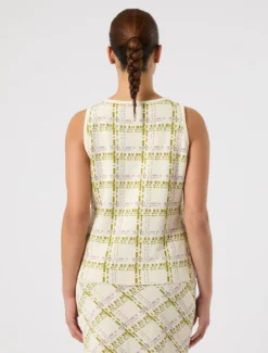 Cardigan e canotta in viscosa jacquard - BIANCO AVORIO