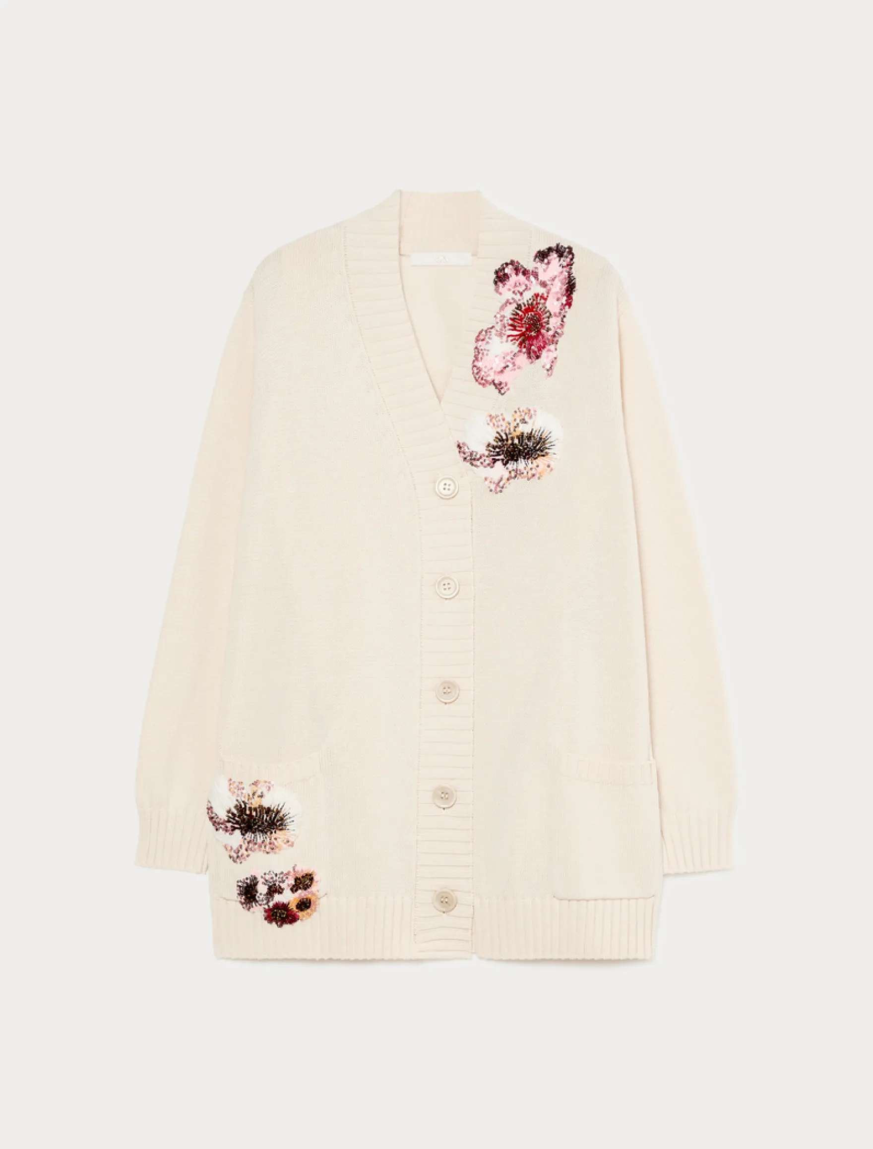 Cardigan e top in cotone con ricamo - BIANCO