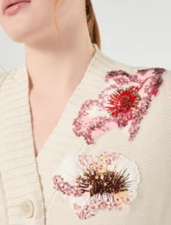 Cardigan e top in cotone con ricamo - BIANCO