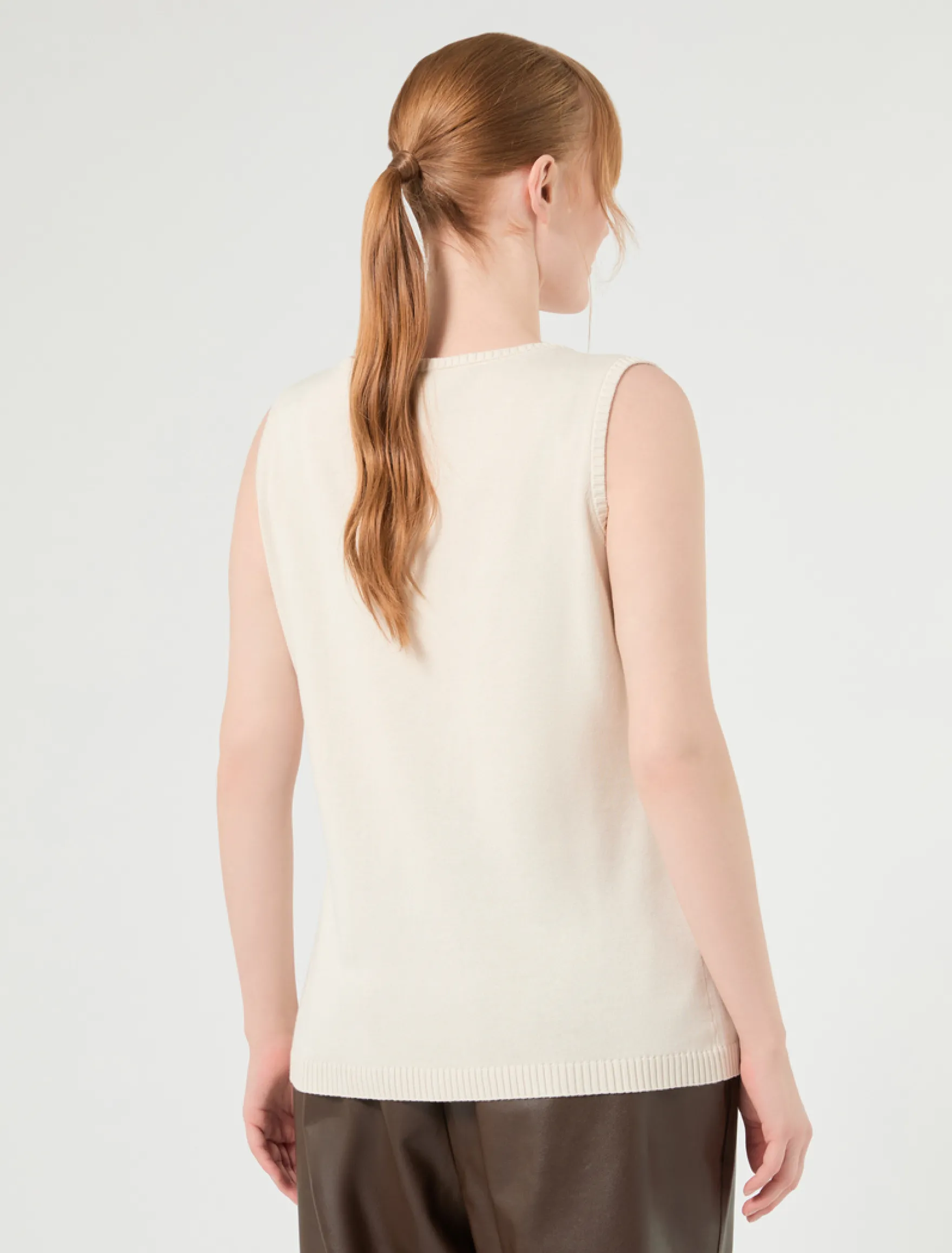 Cardigan e top in cotone con ricamo - BIANCO