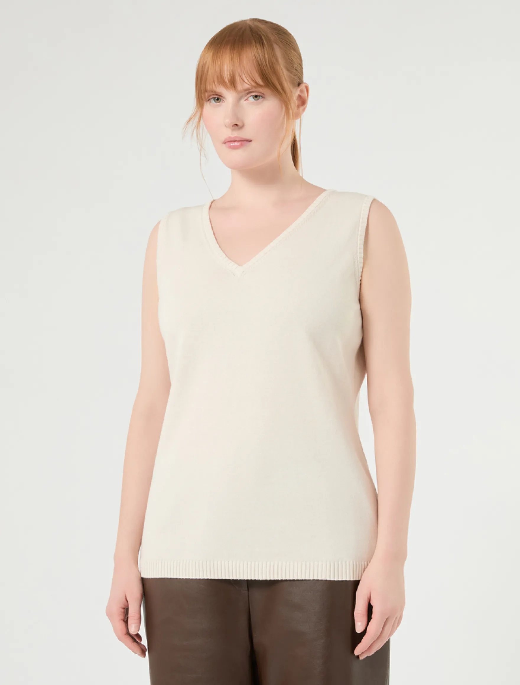 Cardigan e top in cotone con ricamo - BIANCO