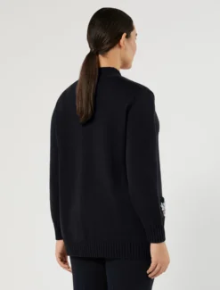Cardigan e top in cotone con ricamo - BLU NOTTE