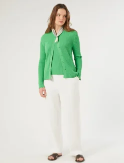 Cardigan e top in filato di viscosa - VERDE BANDIERA