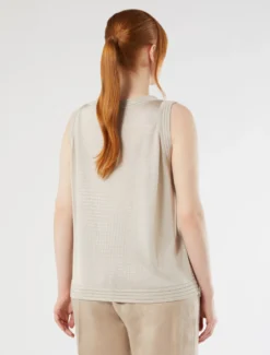 Cardigan e top in maglia con strass - BEIGE
