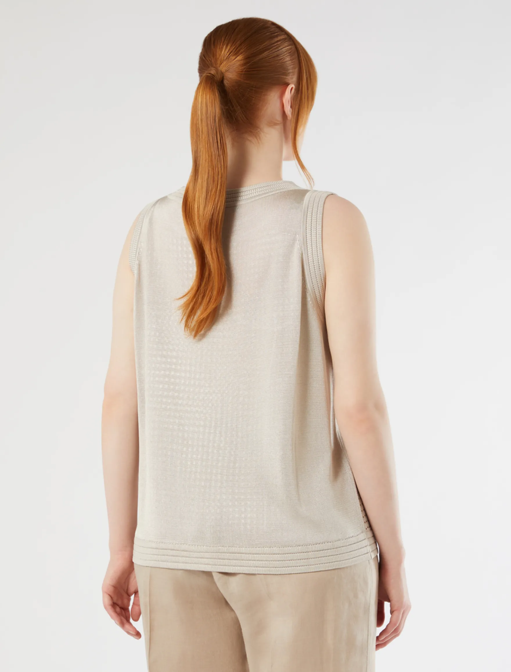 Cardigan e top in maglia con strass - BEIGE