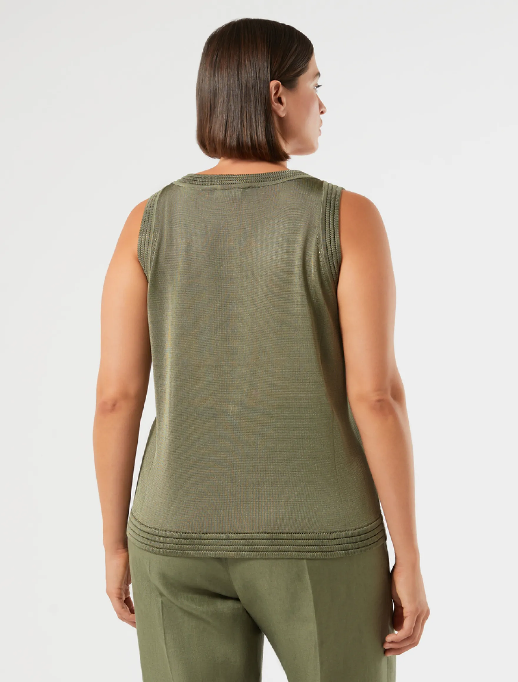Cardigan e top in maglia con strass - VERDE KAKI