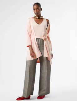 Cardigan e top in pura seta - ROSA
