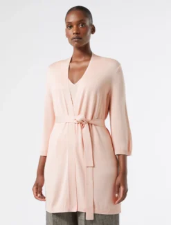 Cardigan e top in pura seta - ROSA