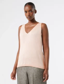 Cardigan e top in pura seta - ROSA