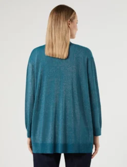 Cardigan e top in viscosa con lurex - PETROLIO