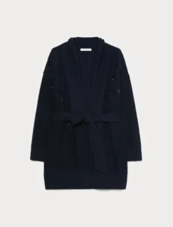 Cardigan in cordonetto di cotone - BLU