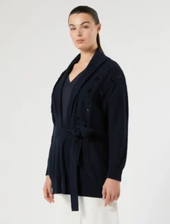 Cardigan in cordonetto di cotone - BLU