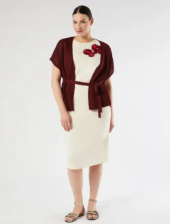 Cardigan in cordonetto di lino - BORDEAUX